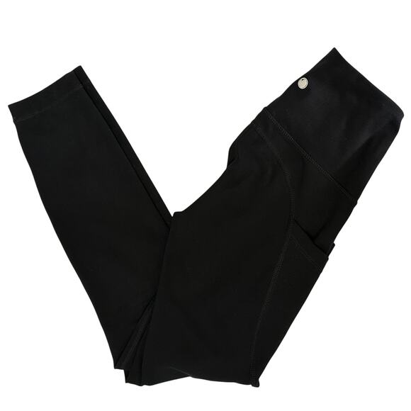 2/$15 Yogalicious Lux High Waist Cropped Leggings Pockets Black Size XS - Picture 8 of 10
